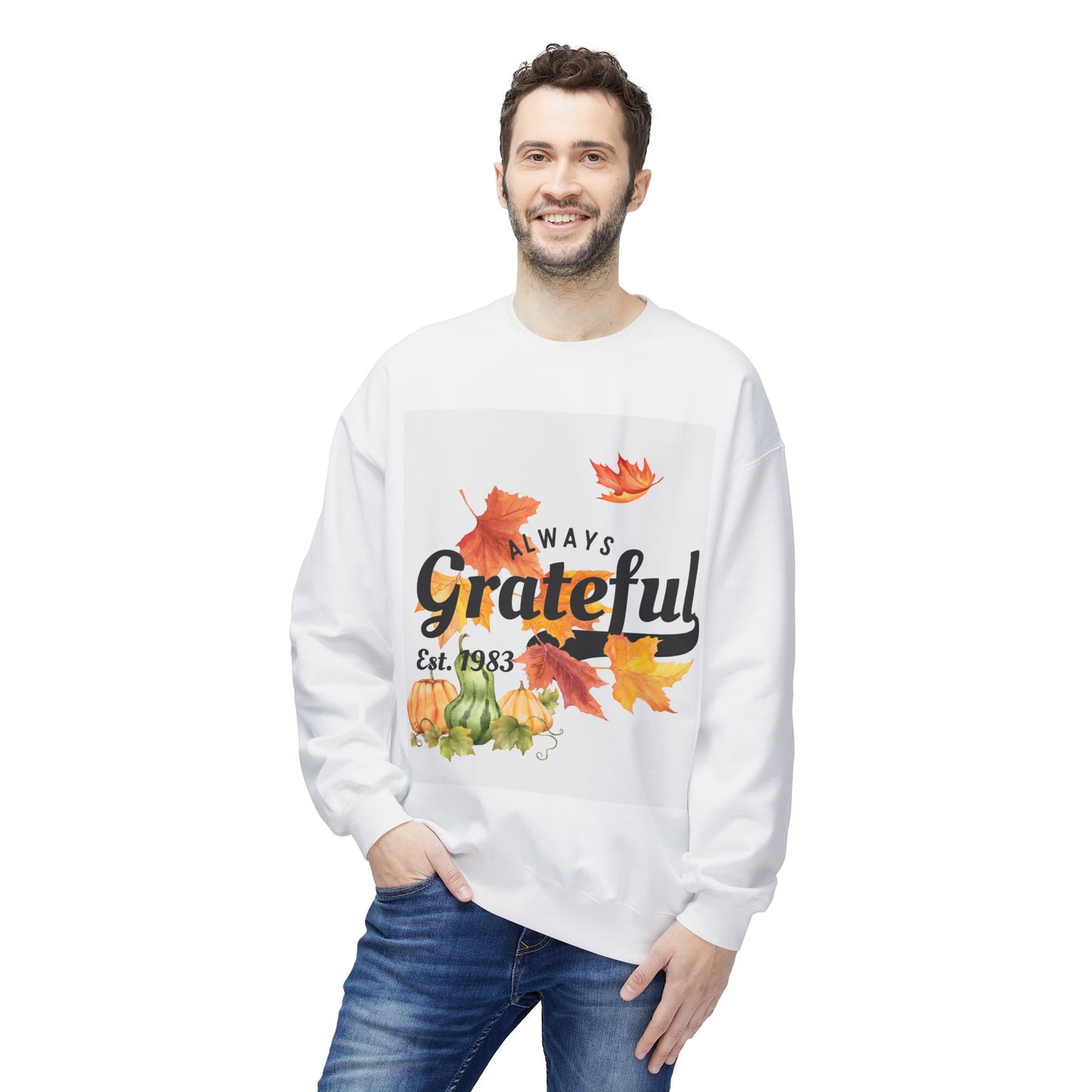 Grateful Crewneck Sweatshirt, Cozy Fall Apparel, Thanksgiving Gift, Seasonal Fashion, Unisex Sweatshirt, Gift for Friends