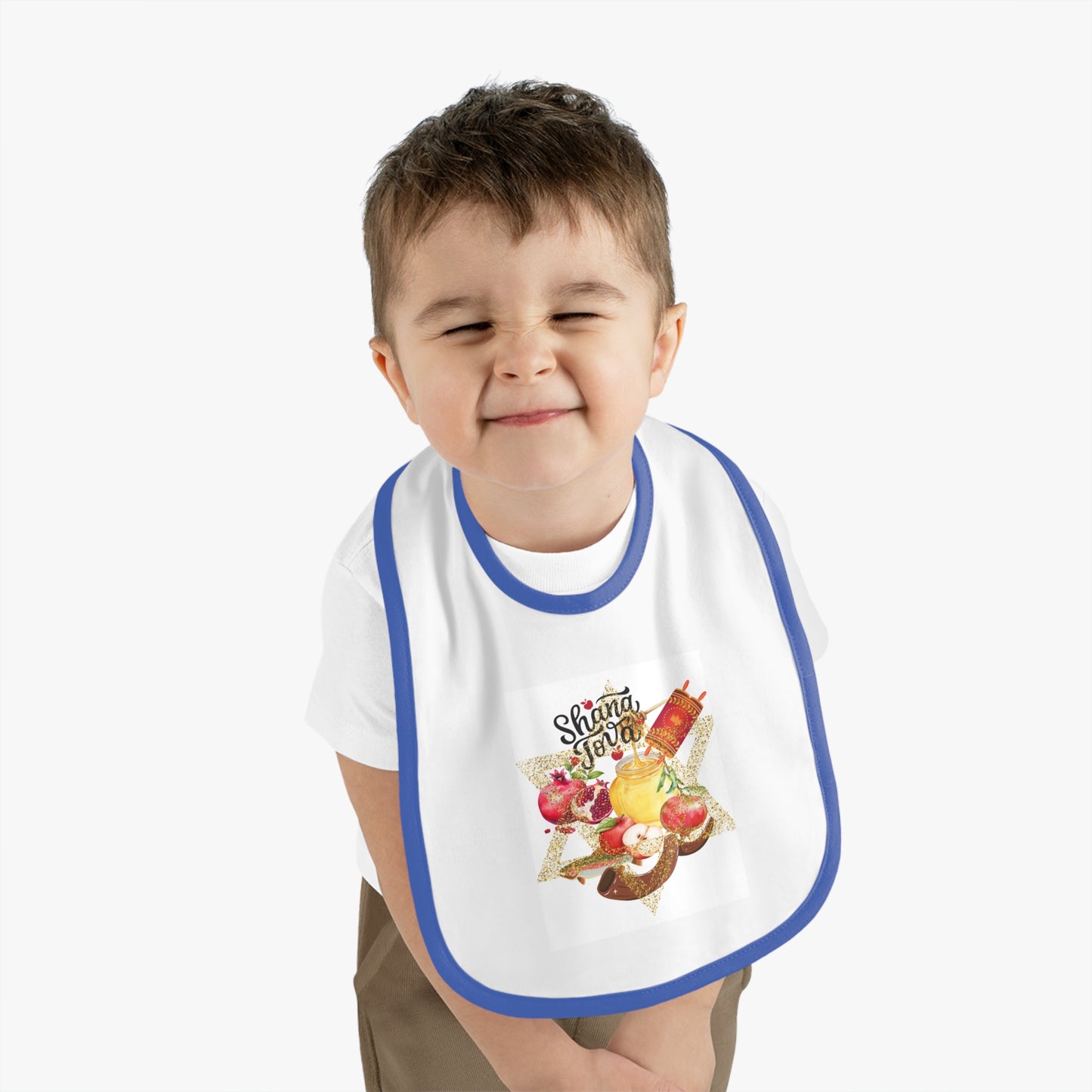 Baby Bib with Contrast Trim - Perfect for Messy Mealtimes, Gift for New Parents, Holiday Celebrations, and Baby Showers