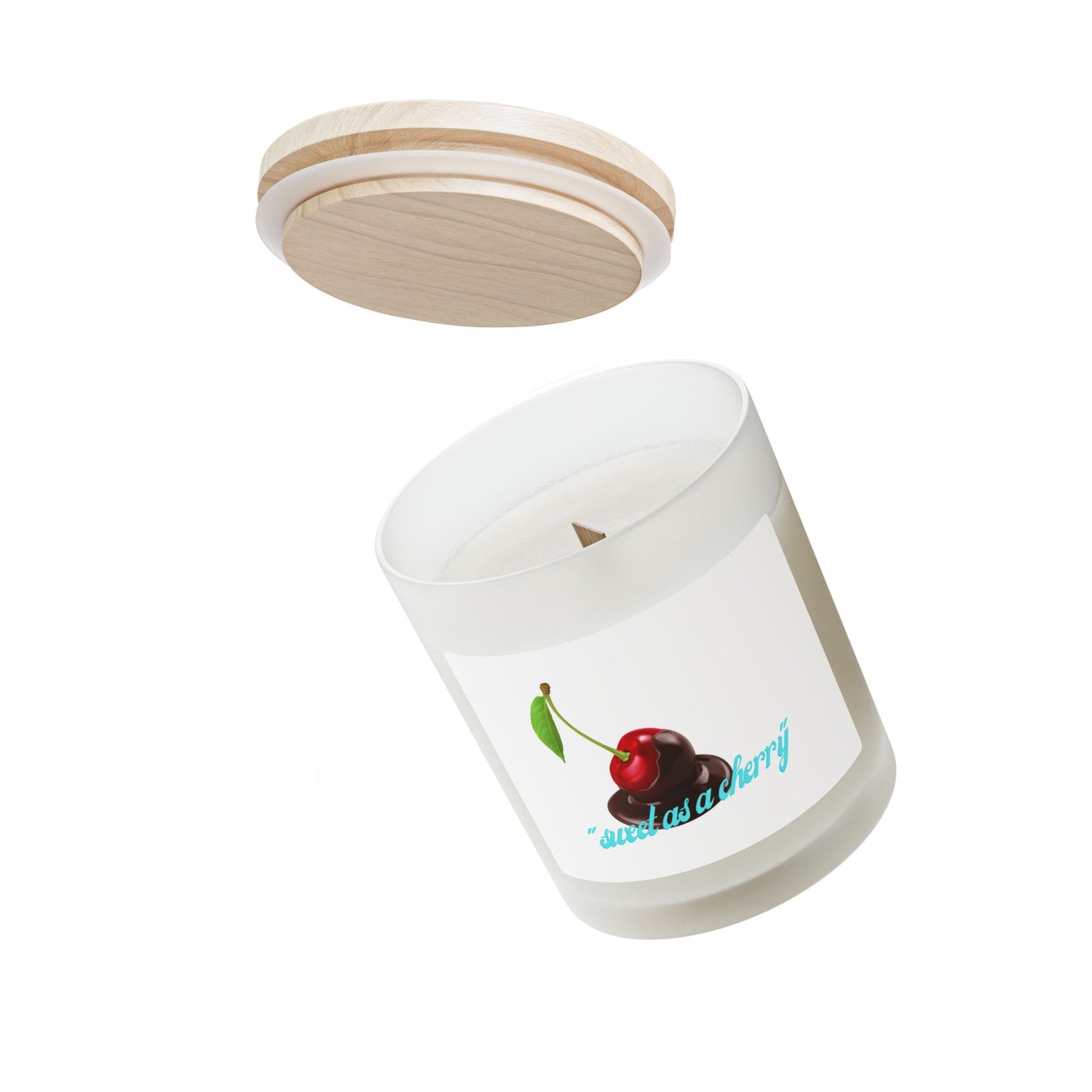 Cherry Scented Frosted Glass Candle — "Sweet as a Cherry" 11oz