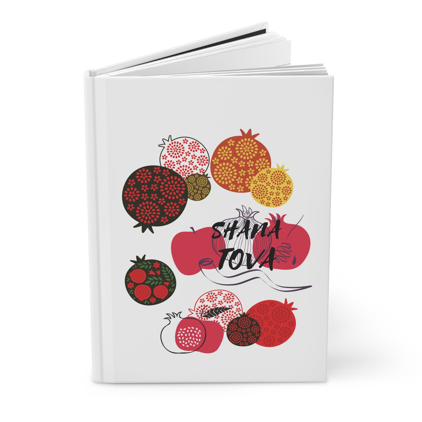 Rosh Hashanah Journal | Shana Tova Hardcover Notebook | Jewish New Year Gift | Personal Diary | Decorative Pomegranate Design