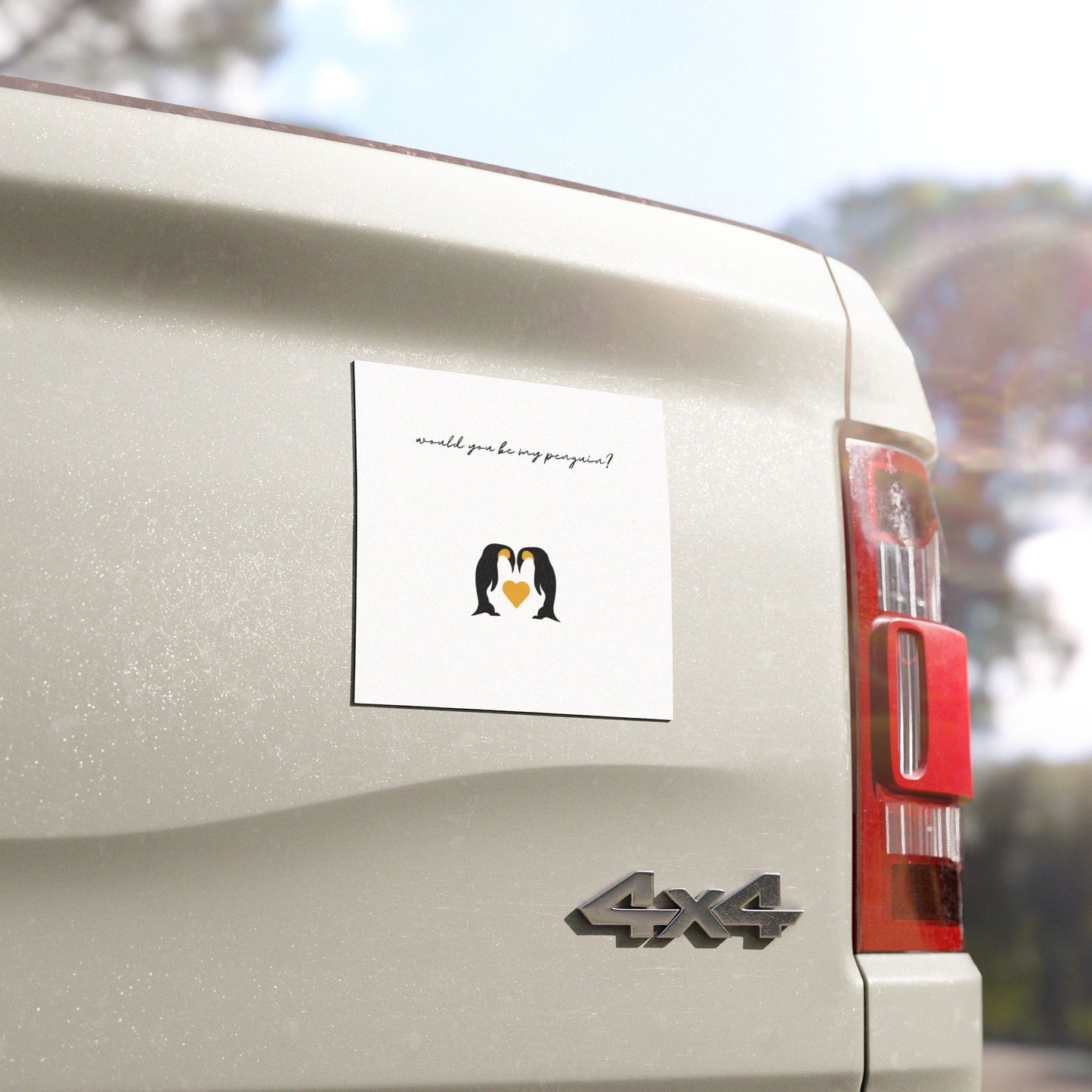 Would You Be My Penguin? Car Magnet — Cute Penguin Couple Heart Design