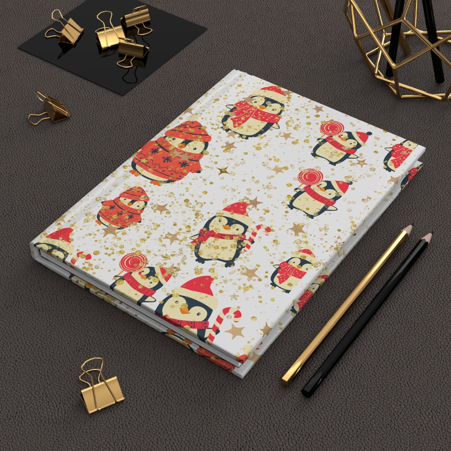 Festive Penguin Hardcover Journal