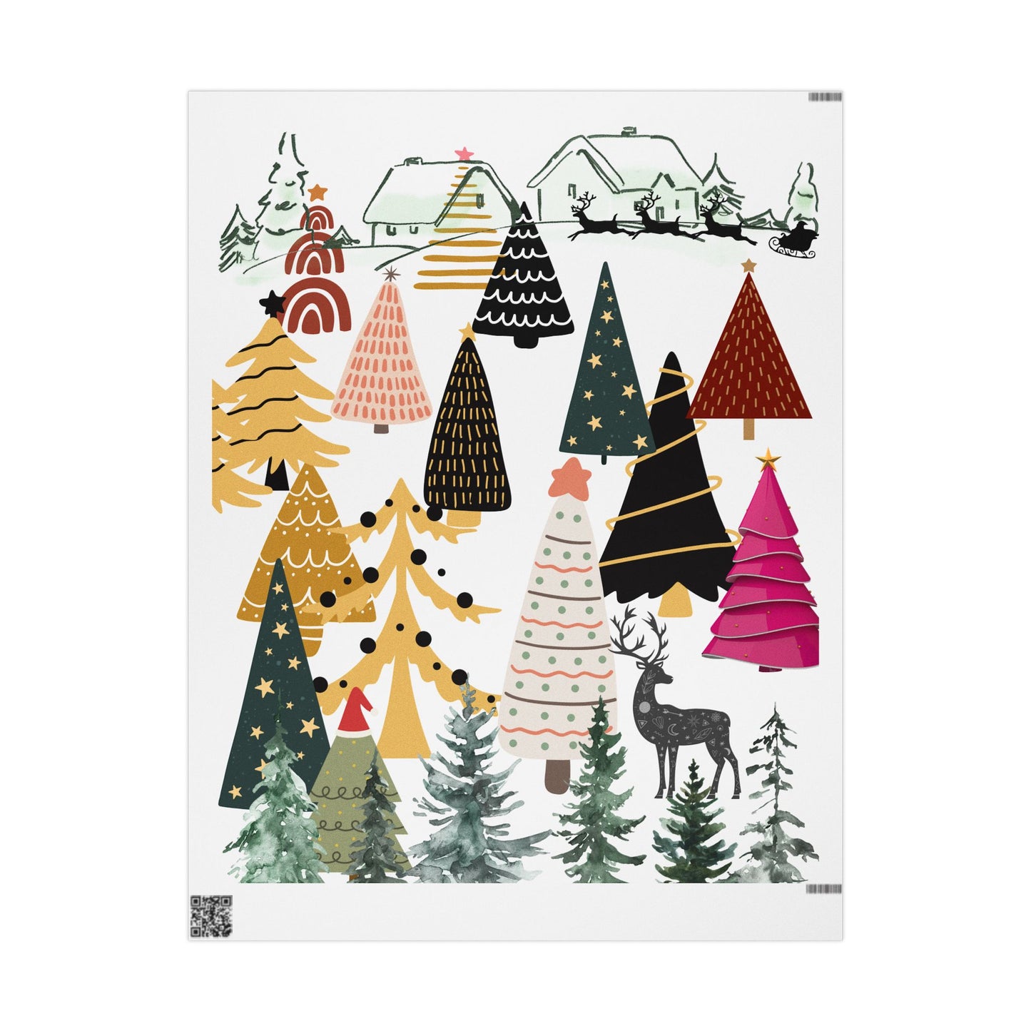 Christmas Wrapping Paper Set - Festive Trees & Holiday Patterns