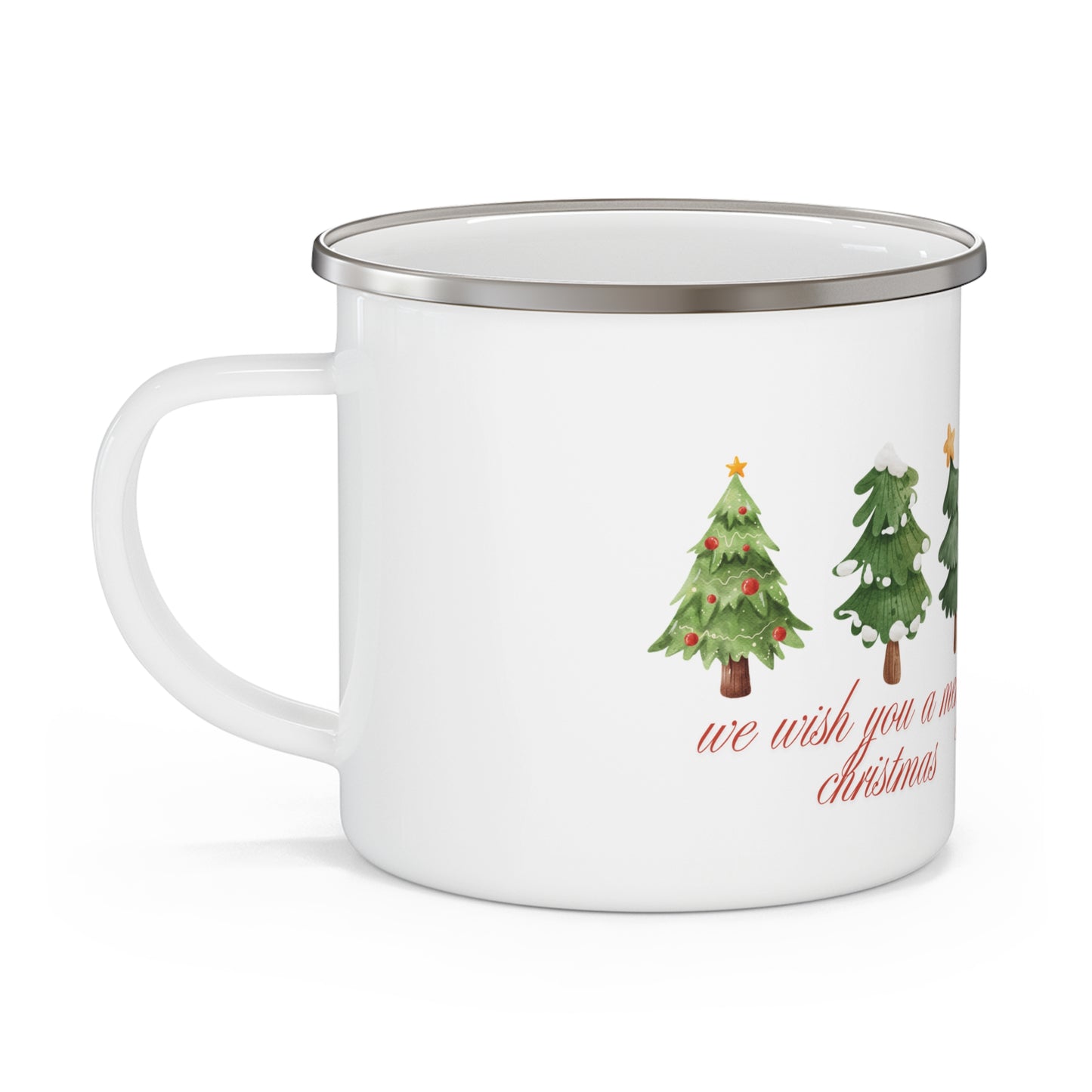 Christmas Camping Enamel Mug - Merry Wishes Design