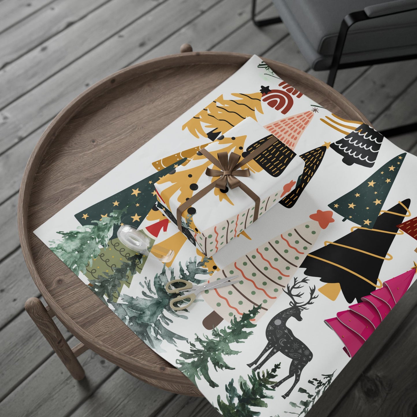 Christmas Wrapping Paper Set - Festive Trees & Holiday Patterns