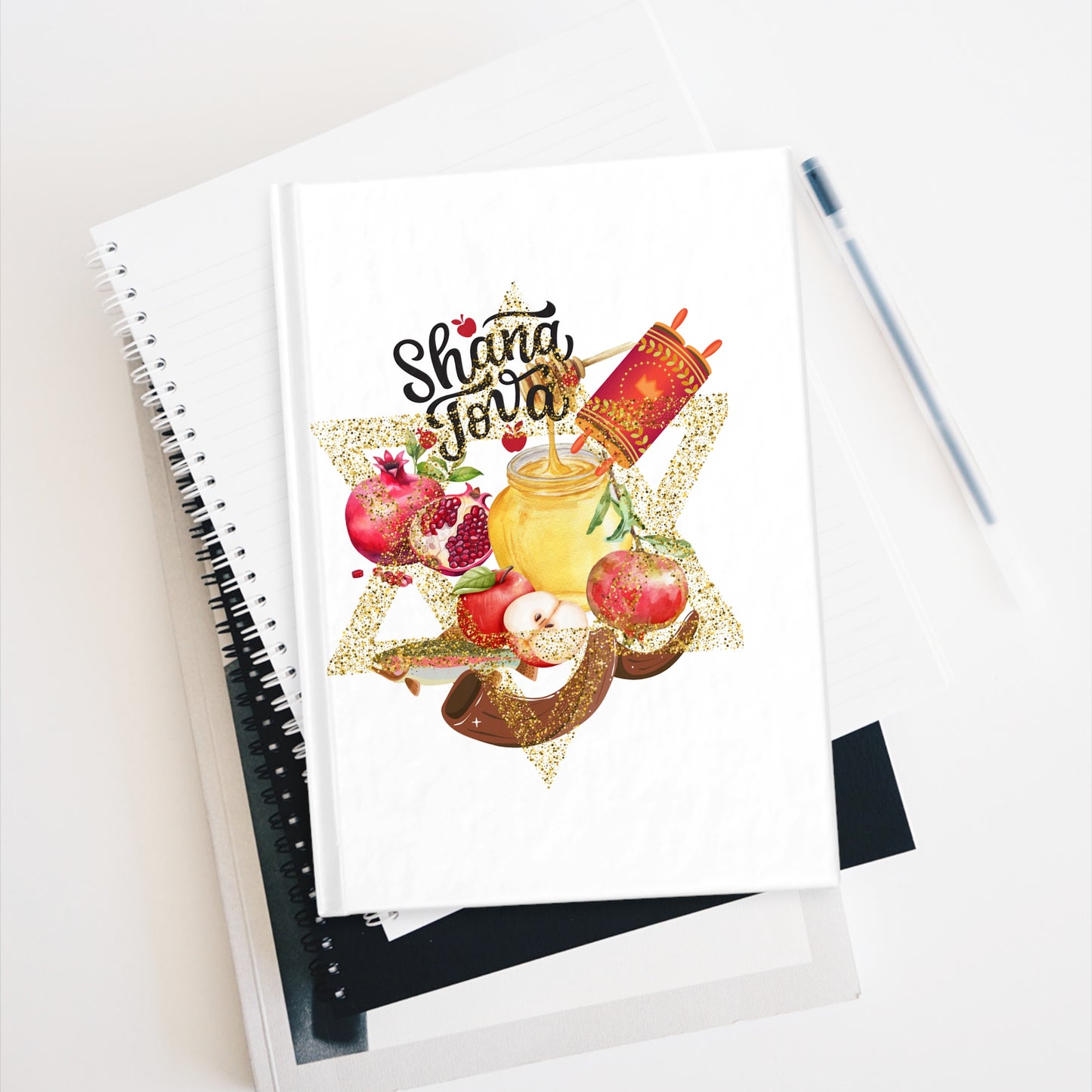 Rosh Hashanah Journal - Shana Tova | Jewish New Year Notebook, Spiritual Reflection, Holiday Gift, Stationery Item, Customizable Diary