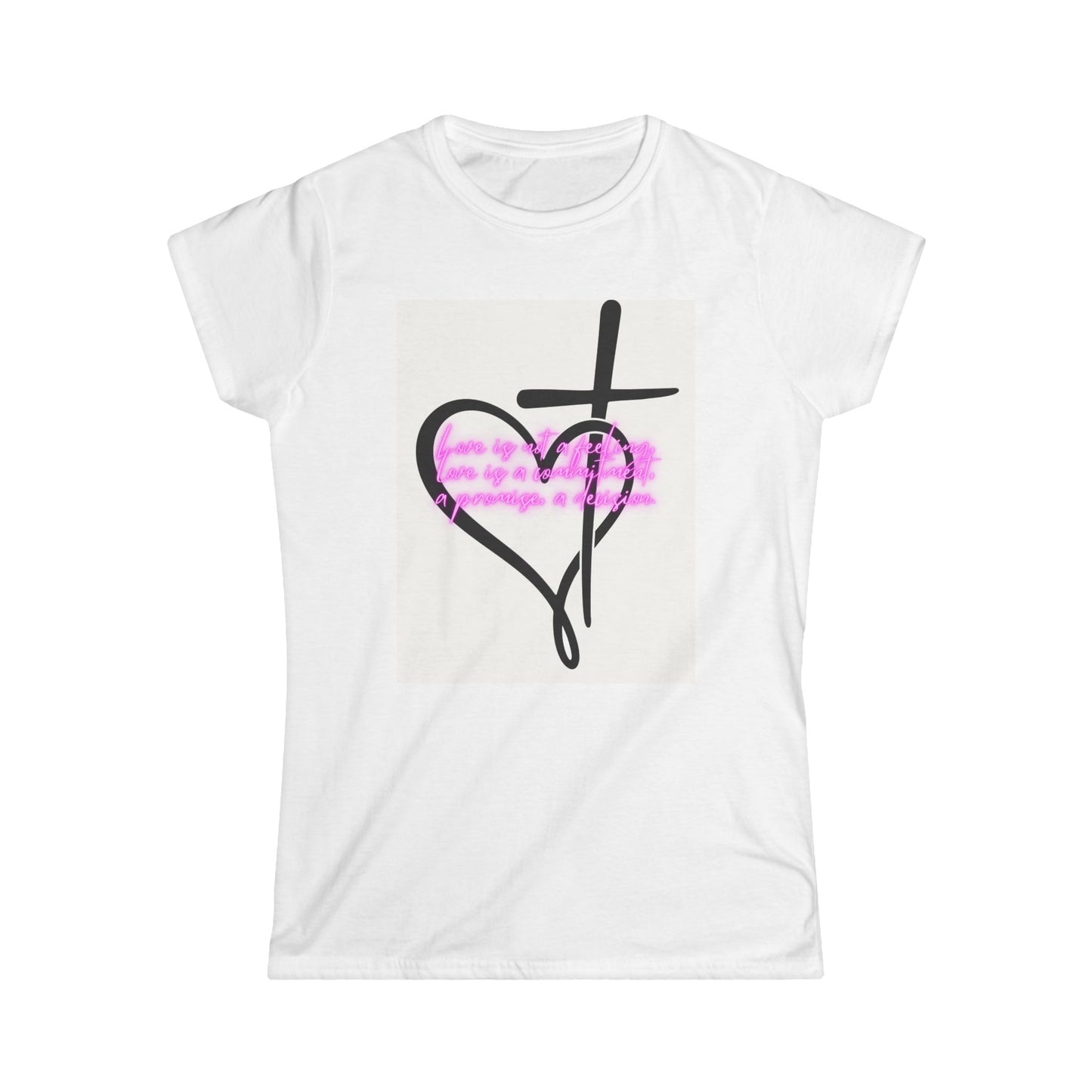 Christian Heart Tee — Faith Cross Heart Graphic Women's T-Shirt (Pink Accent)