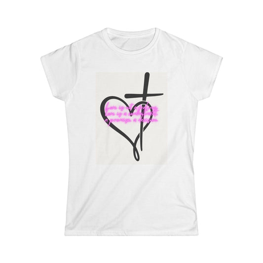 Christian Heart Tee — Faith Cross Heart Graphic Women's T-Shirt (Pink Accent)