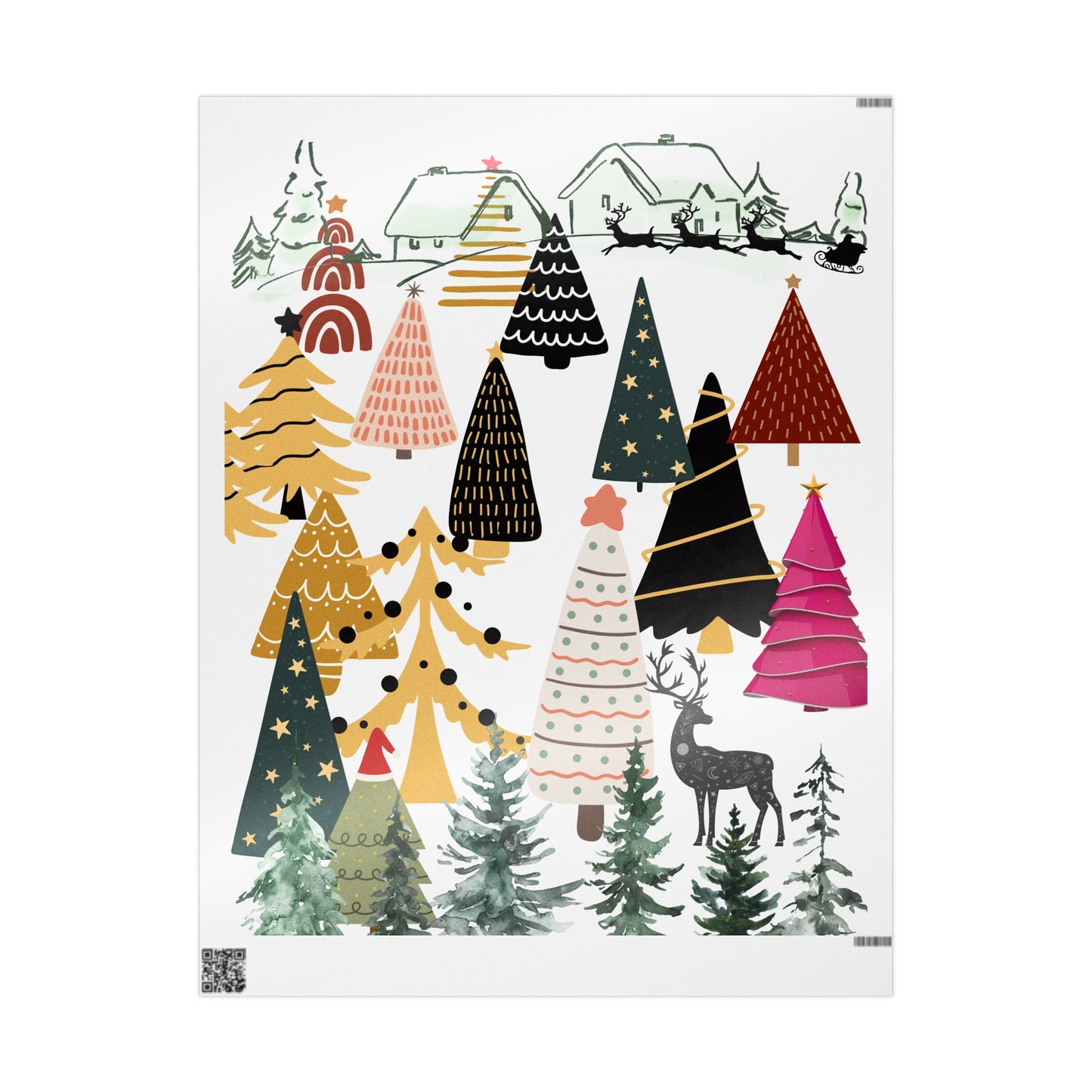 Christmas Wrapping Paper Set - Festive Trees & Holiday Patterns