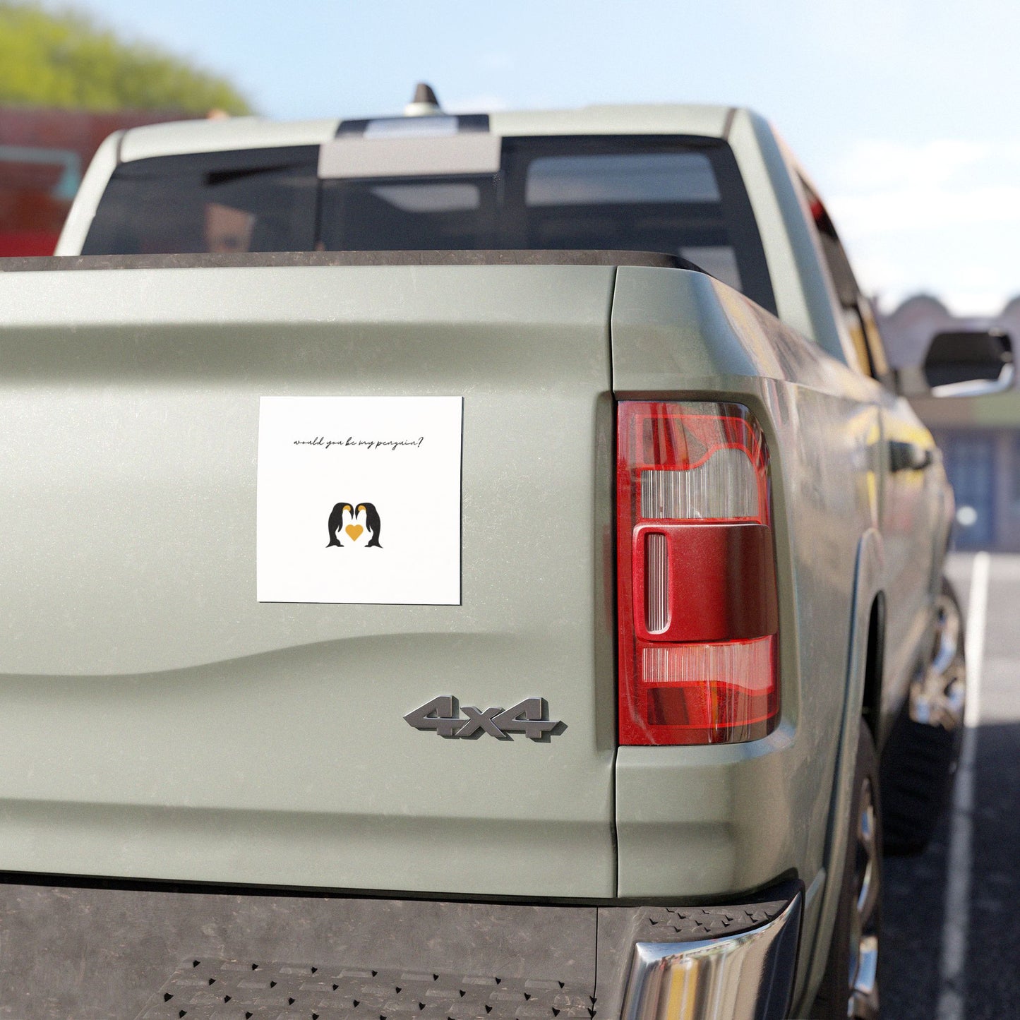 Would You Be My Penguin? Car Magnet — Cute Penguin Couple Heart Design