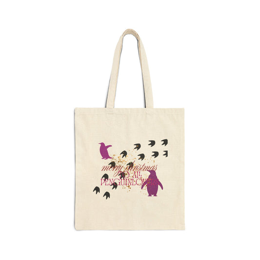 Christmas Penguin Canvas Tote Bag