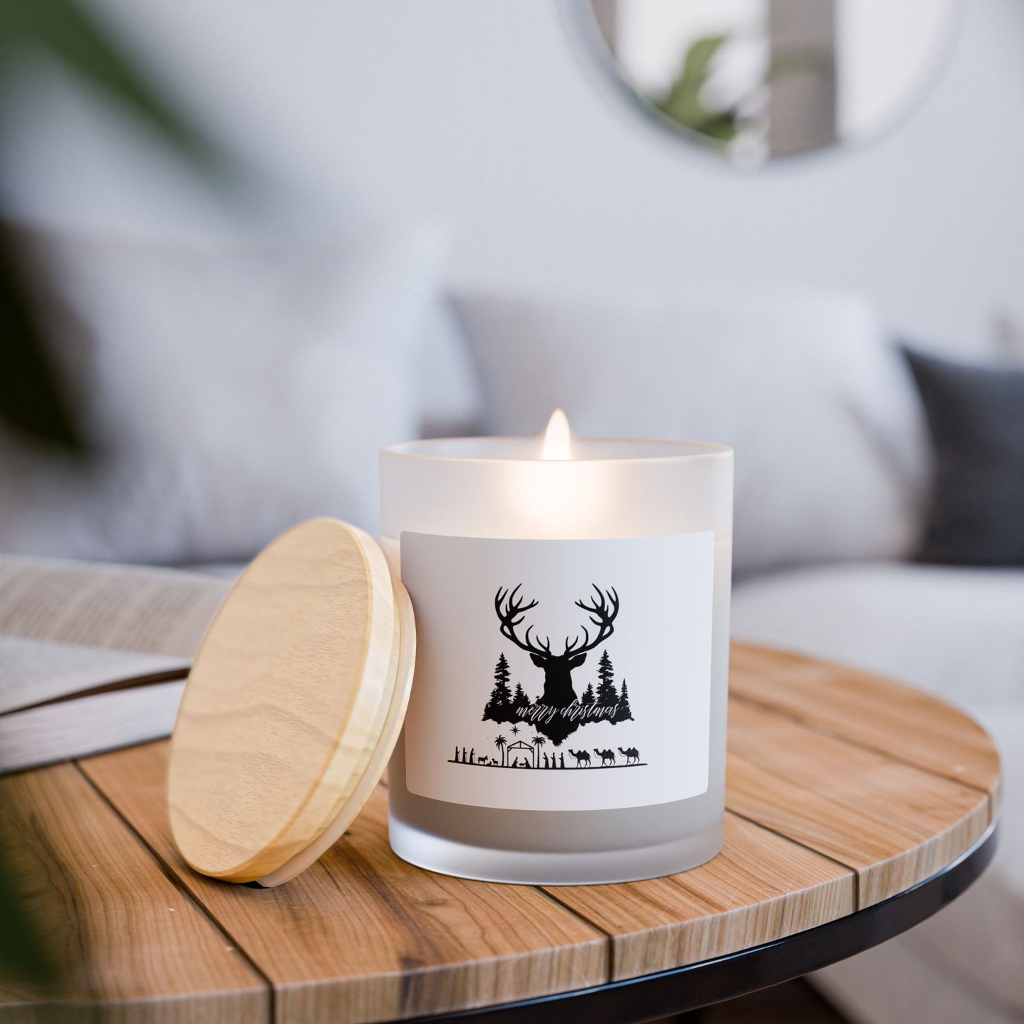 Rustic Frosted Glass Candle - Cozy Holiday Atmosphere