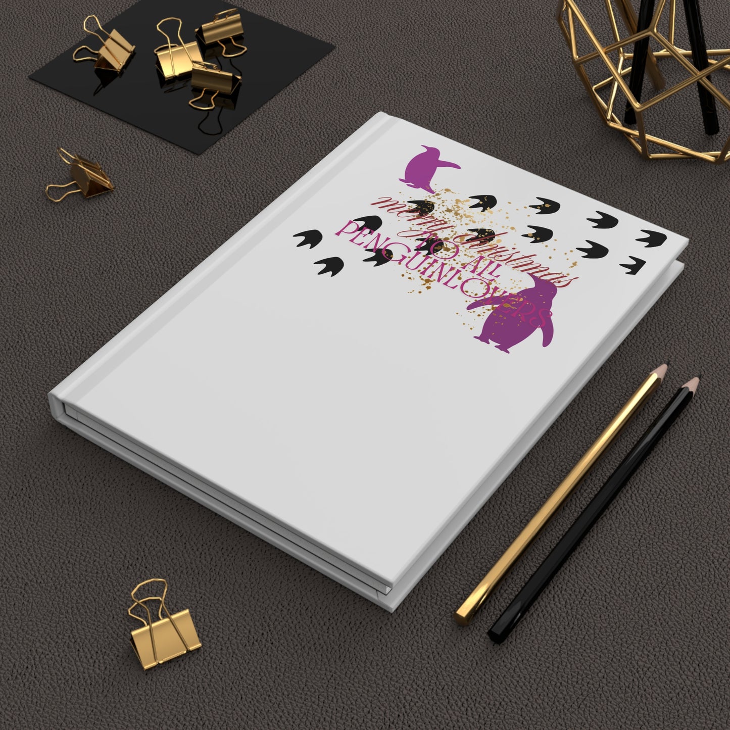 Penguin-Themed Merry Christmas Hardcover Journal