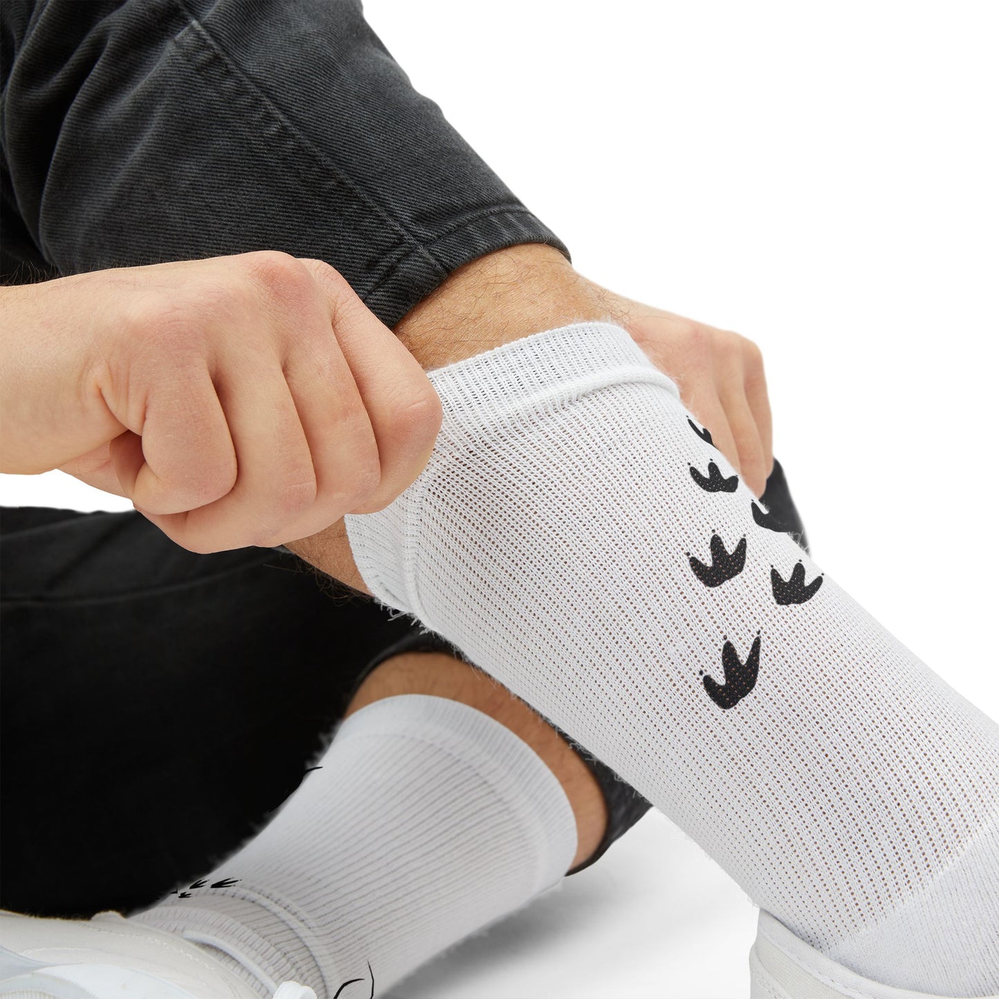 Bird Footprints Sublimation Socks — 'Penguin Love' Graphic Crew Socks