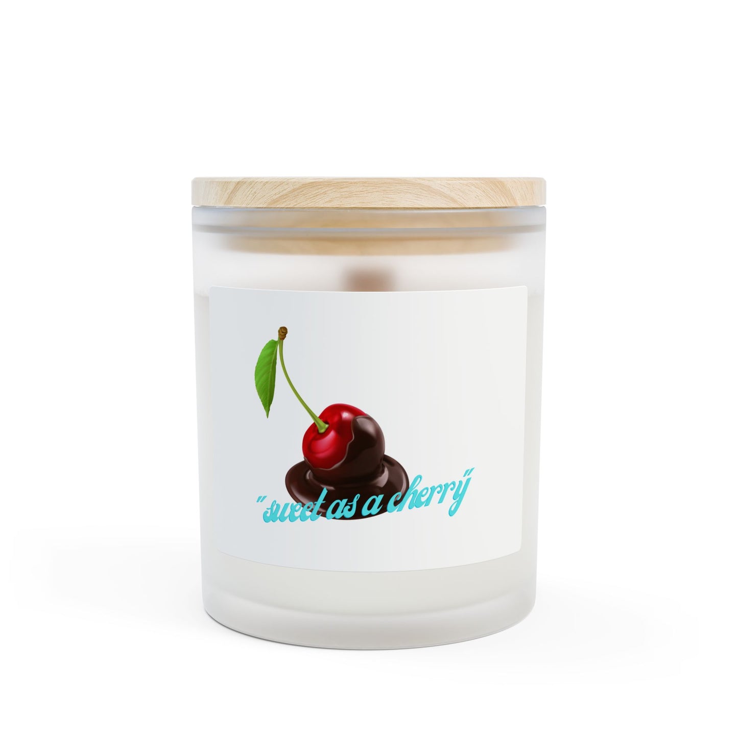 Cherry Scented Frosted Glass Candle — "Sweet as a Cherry" 11oz