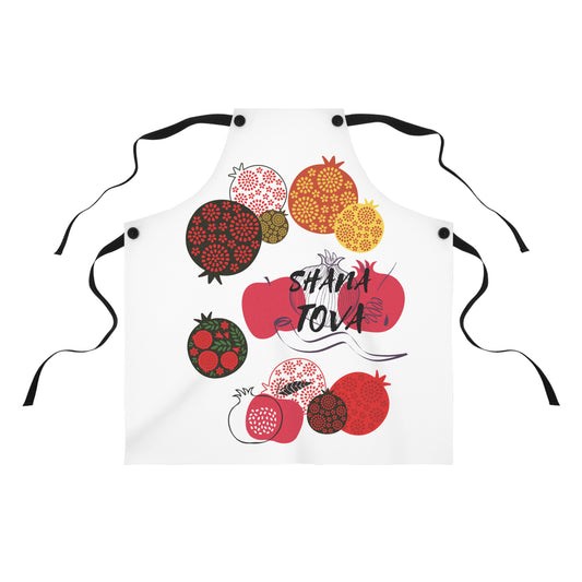 Festive Pomegranate Apron (AOP) - Shana Tova Design for Cooking, Baking, Holiday Celebrations, Jewish New Year Gift, Kitchen Decor