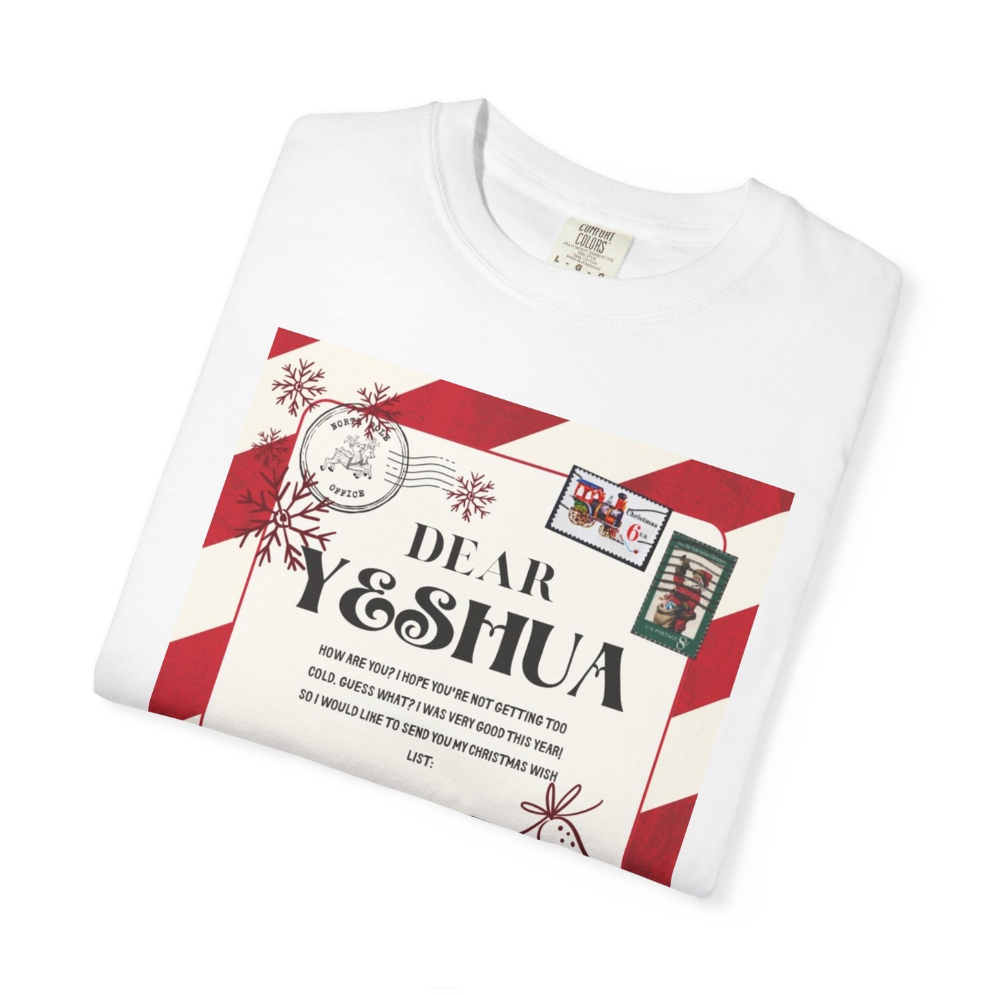 Christmas Letter T-shirt, Holiday T-shirt, Funny Gift Shirt, Unisex Graphic Tee, Yeshua Letter Design