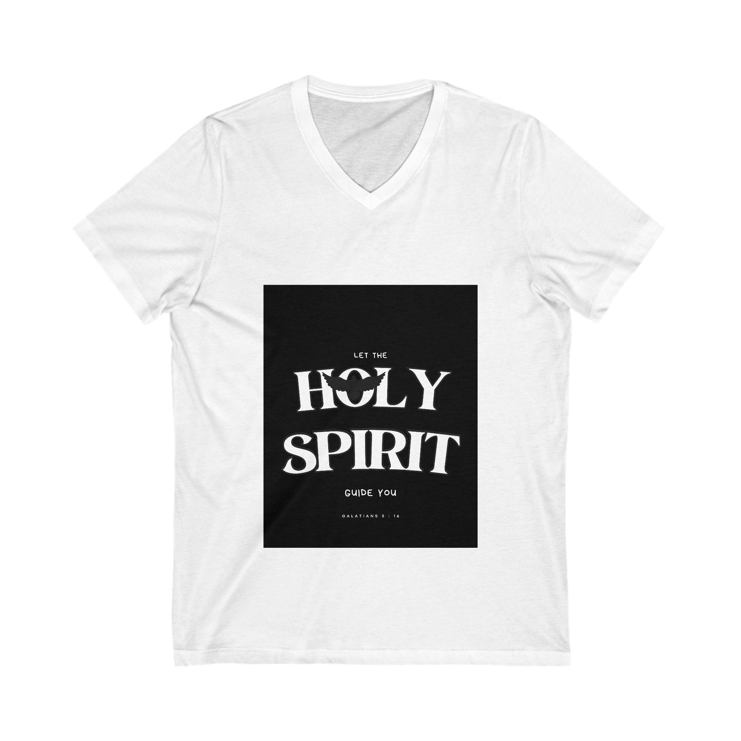 Holy Spirit Unisex V-Neck Tee, Christian T-Shirt, Inspirational Apparel, Faith-Based Gift, Spiritual Wear, Everyday Comfort