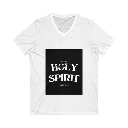Holy Spirit Unisex V-Neck Tee, Christian T-Shirt, Inspirational Apparel, Faith-Based Gift, Spiritual Wear, Everyday Comfort