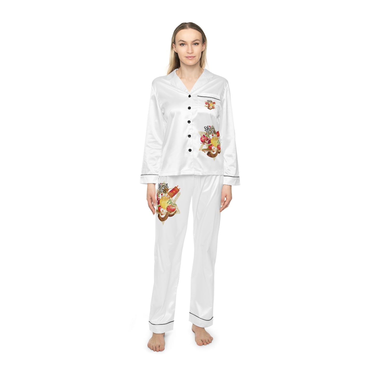 Elegant Floral Satin Pajamas for Women, Luxurious Sleepwear, Cozy Loungewear, Perfect Gift for Anniversaries, Birthdays, and Spa Days