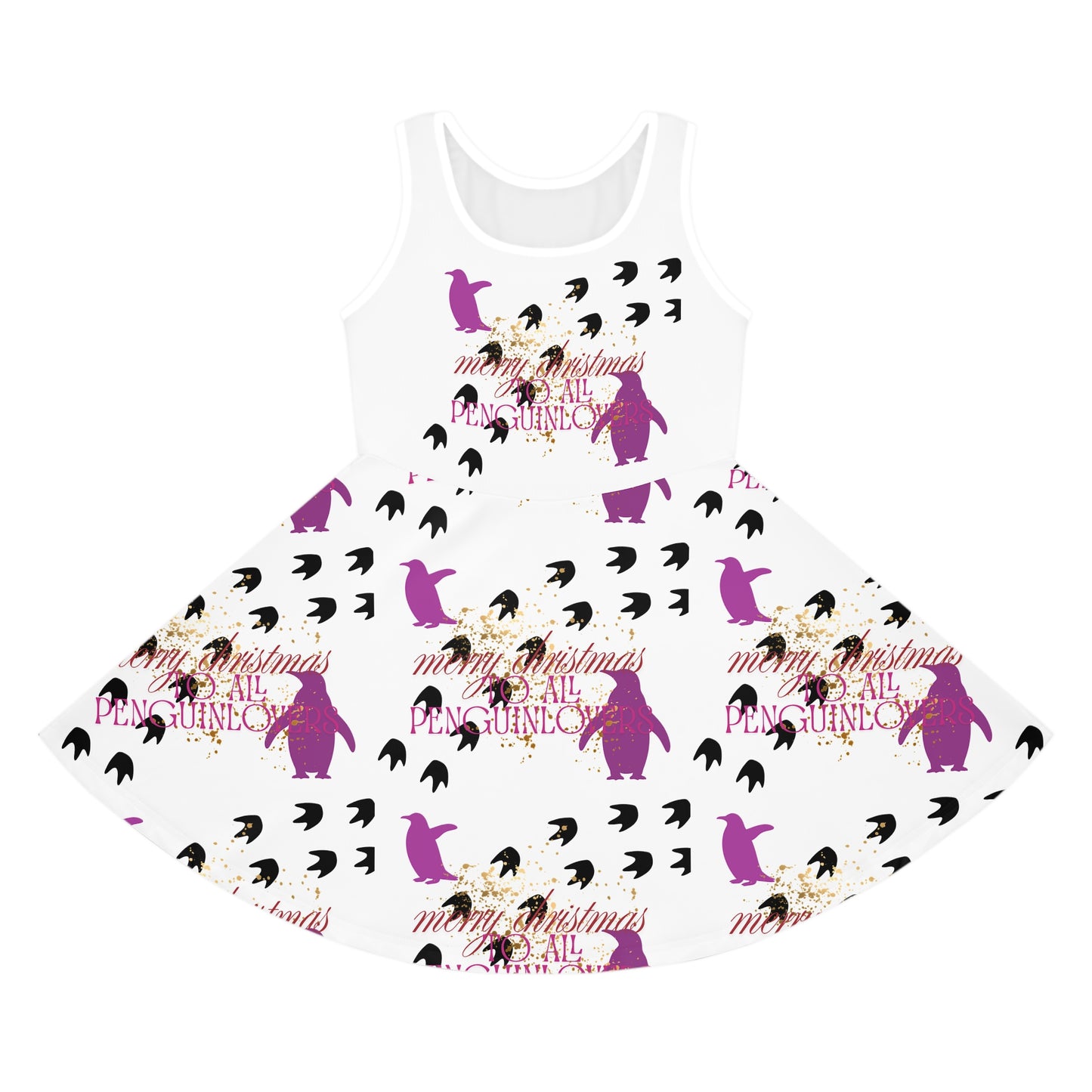 Festive Girls' Sundress with Penguin Print