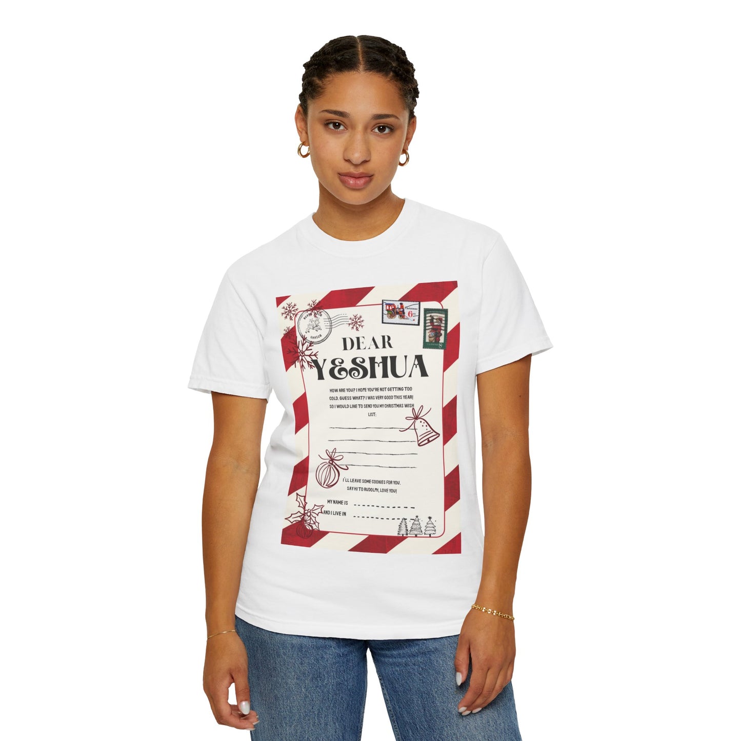 Christmas Letter T-shirt, Holiday T-shirt, Funny Gift Shirt, Unisex Graphic Tee, Yeshua Letter Design