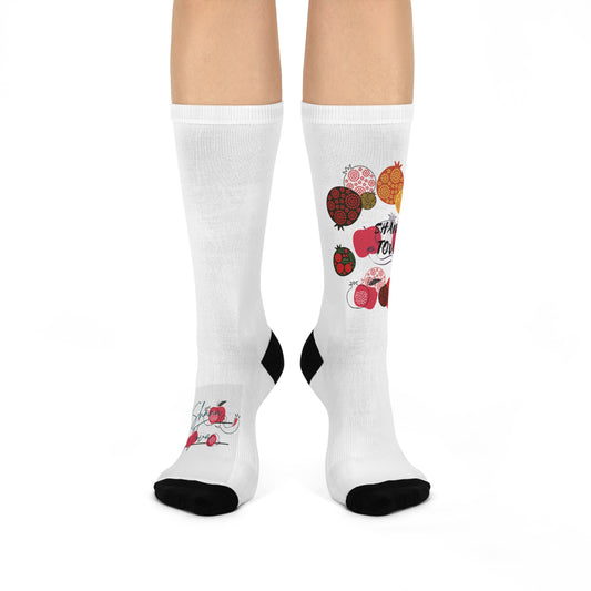Fruit-Themed Cushioned Crew Socks for Fun & Comfort, Gift for Foodies, Casual Wear, Everyday Essentials, Perfect for Birthdays, Holidays