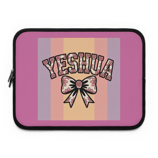 Stylish Yeshua Laptop Sleeve, Flower Bow Design, Tech Accessory, Gift for Students, Cute Work Bag, LGBT Pride, Graduation Gift