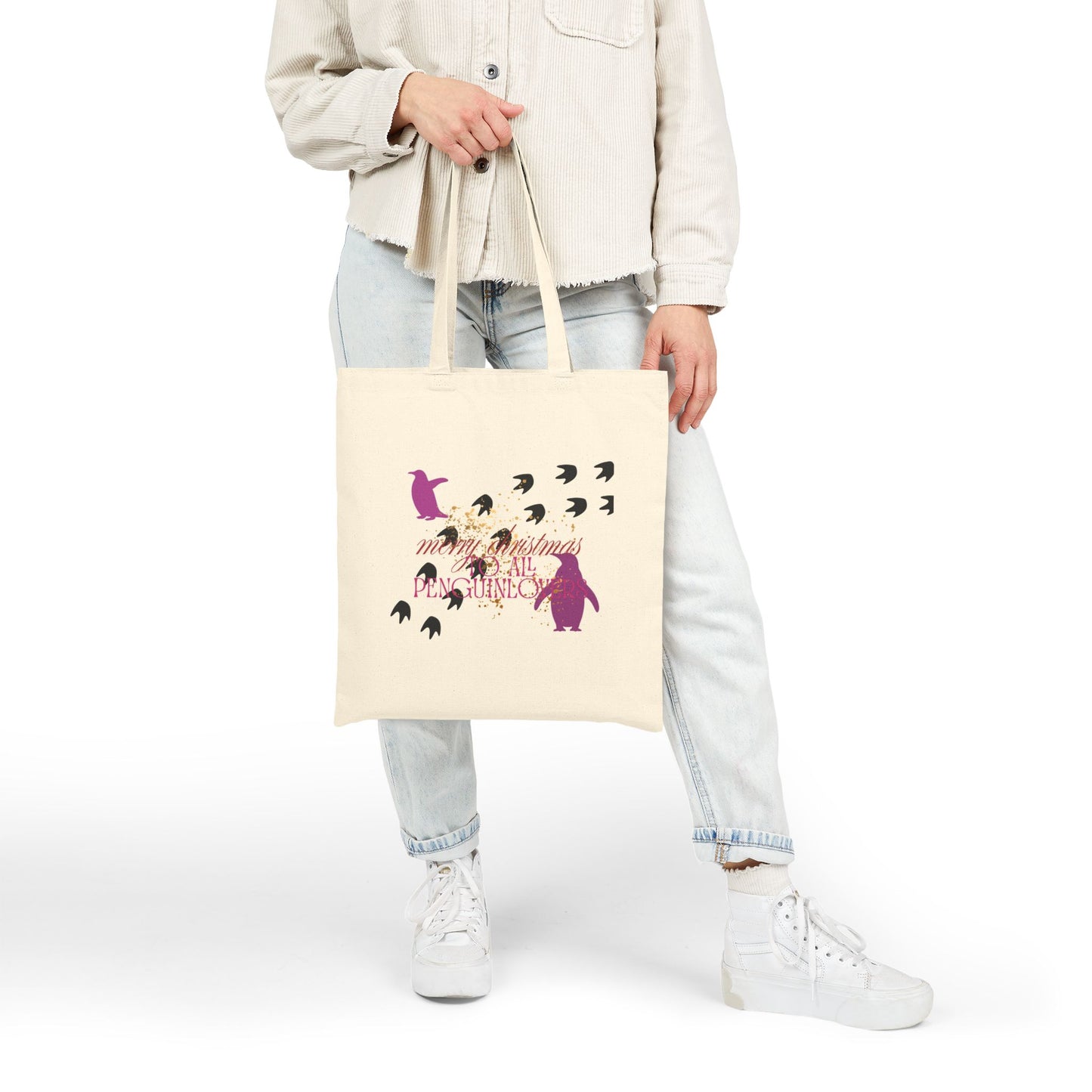 Christmas Penguin Canvas Tote Bag