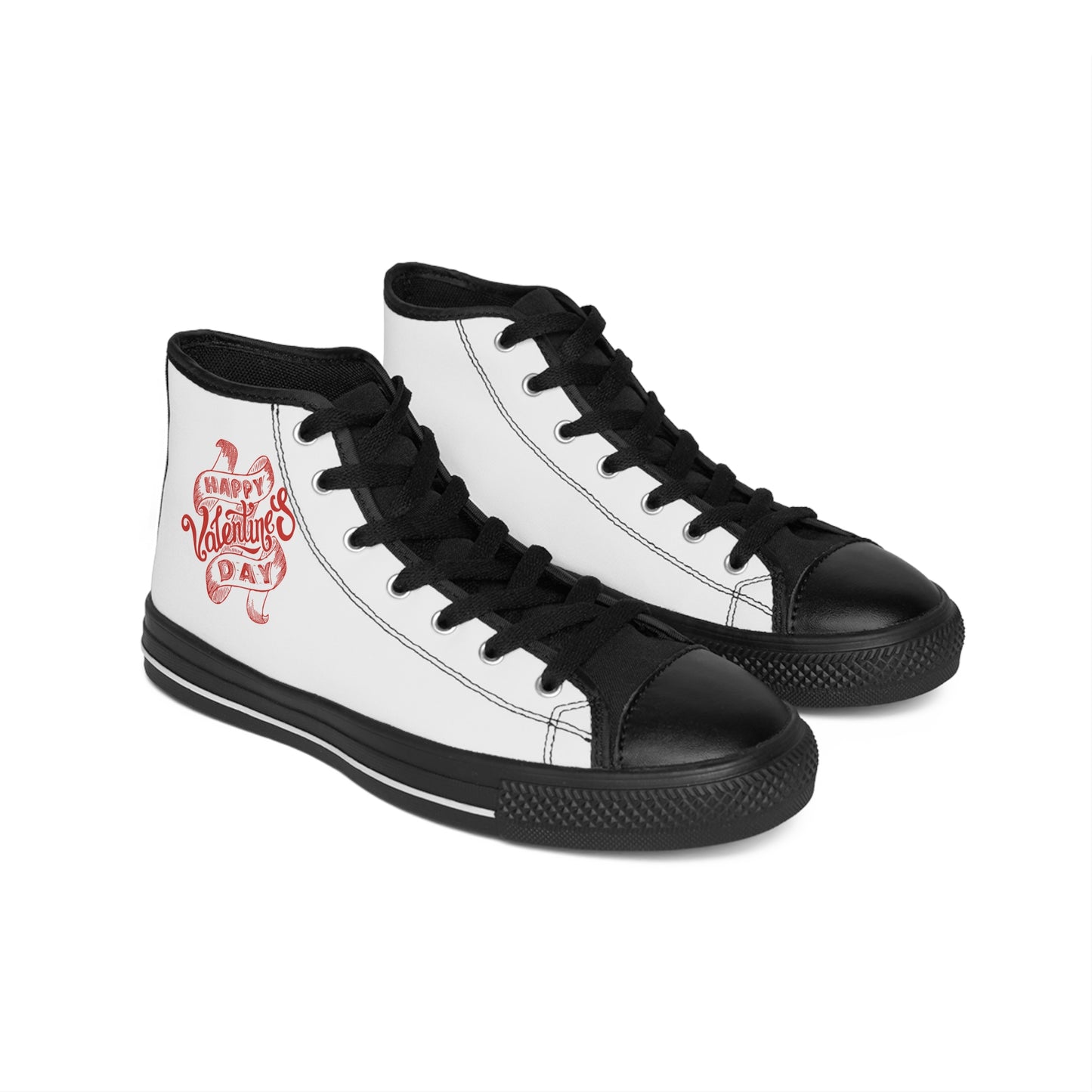 Valentine's Day High Top Sneakers — 'Happy Valentine's Day' Women's Classic Shoes