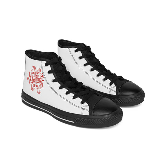 Valentine's Day High Top Sneakers — 'Happy Valentine's Day' Women's Classic Shoes