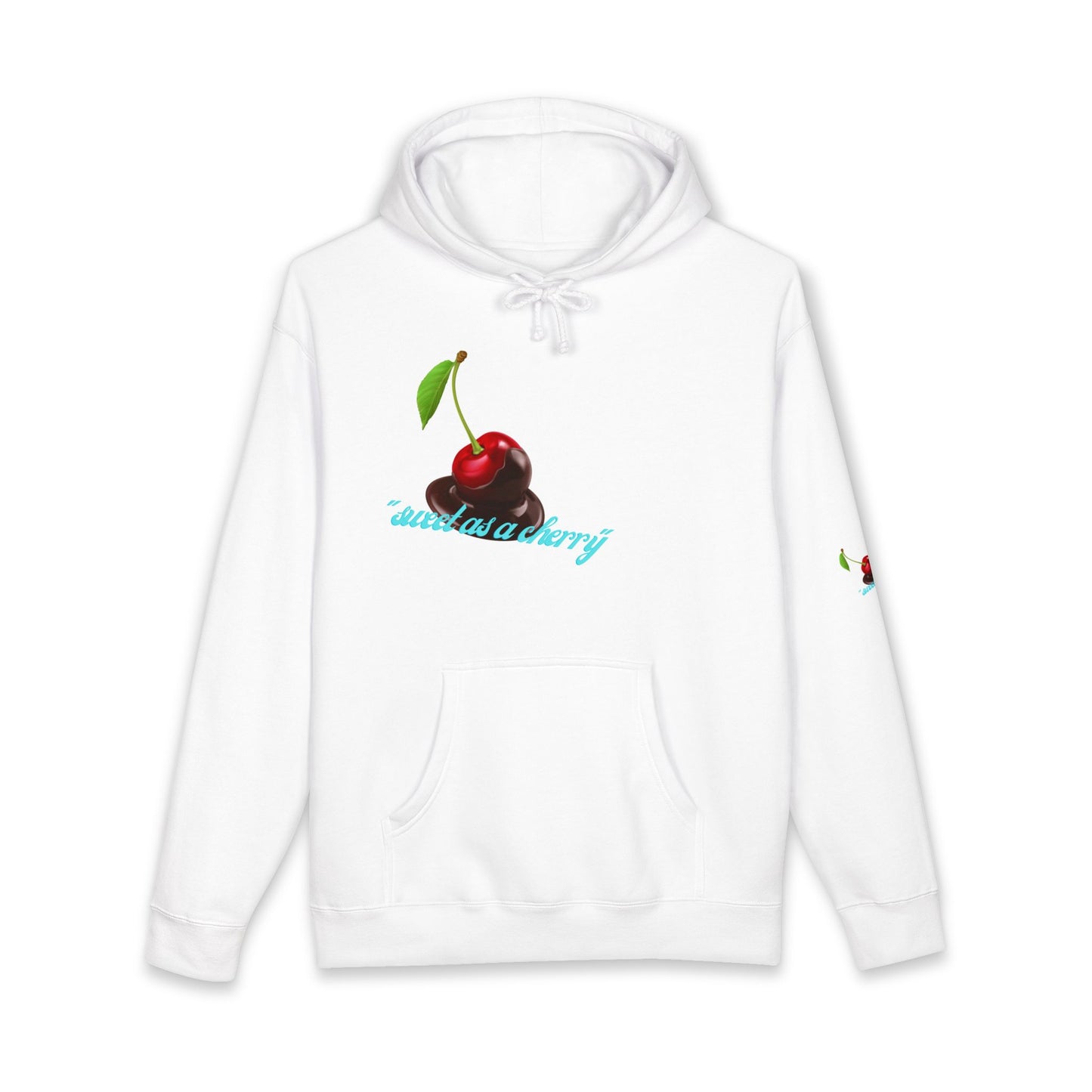 Cherry Graphic Hoodie — “Sweet as a Cherry” White Pullover