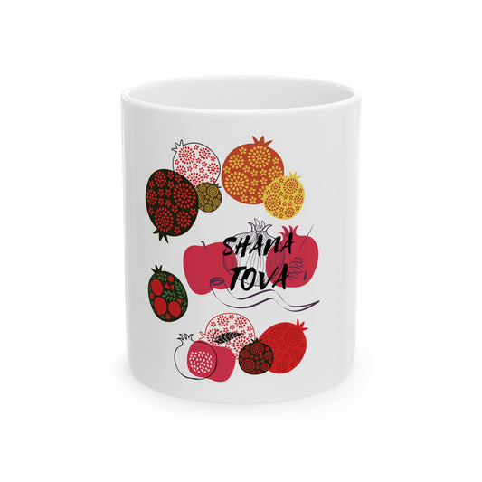 Rosh Hashanah Ceramic Mug - Shana Tova, Holiday Gift, Jewish New Year Cup, Coffee Tea Mug, Festive Kitchen Decor