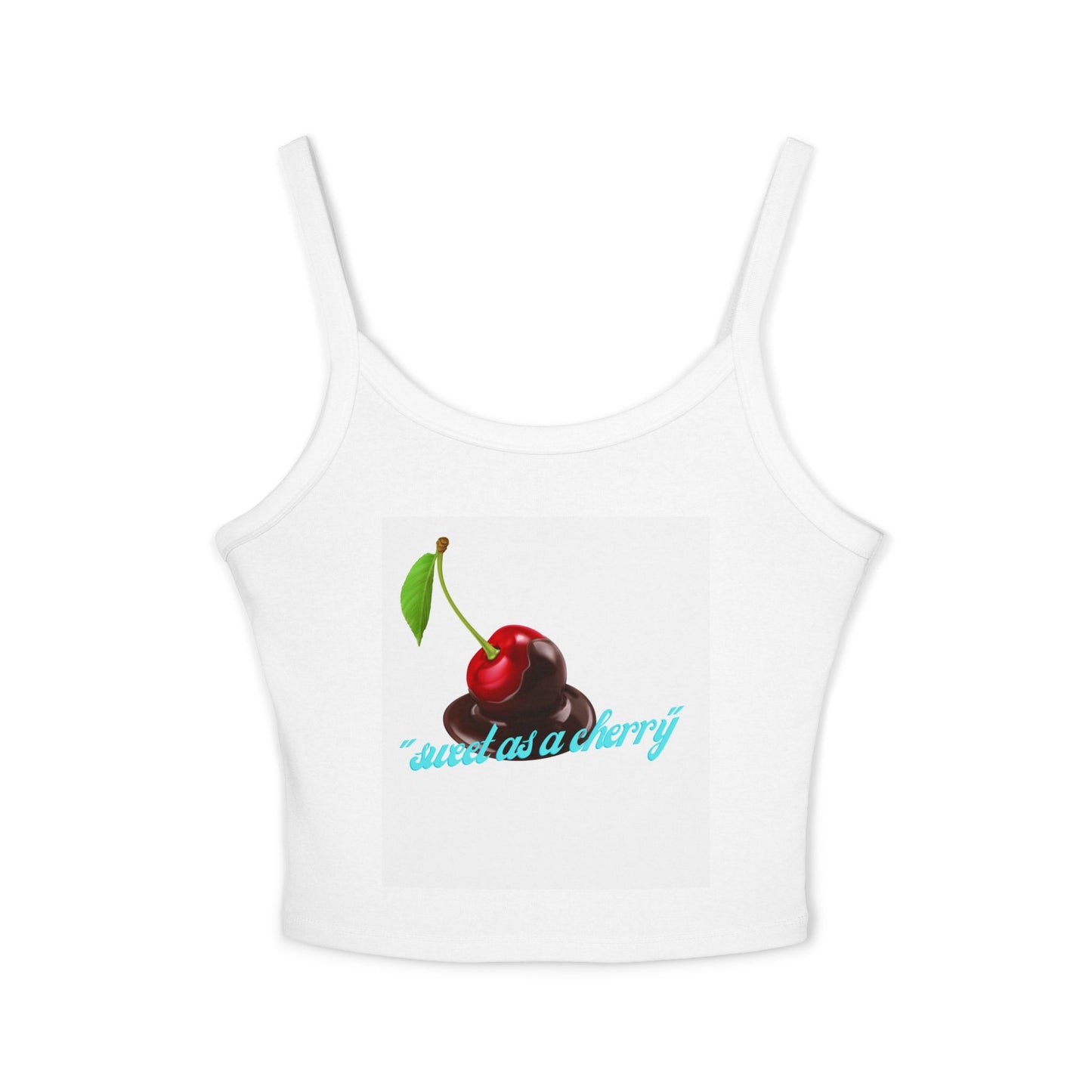 Cherry Graphic Spaghetti Tank Top — "Sweet as a Cherry" Women's Crop Tee