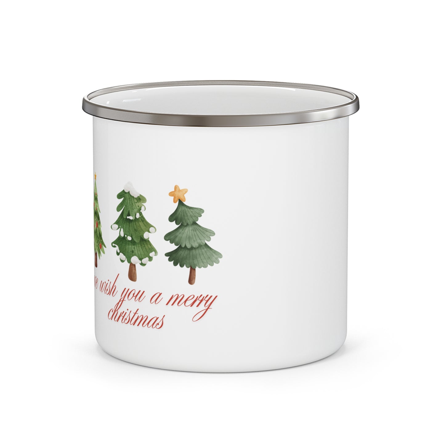 Christmas Camping Enamel Mug - Merry Wishes Design