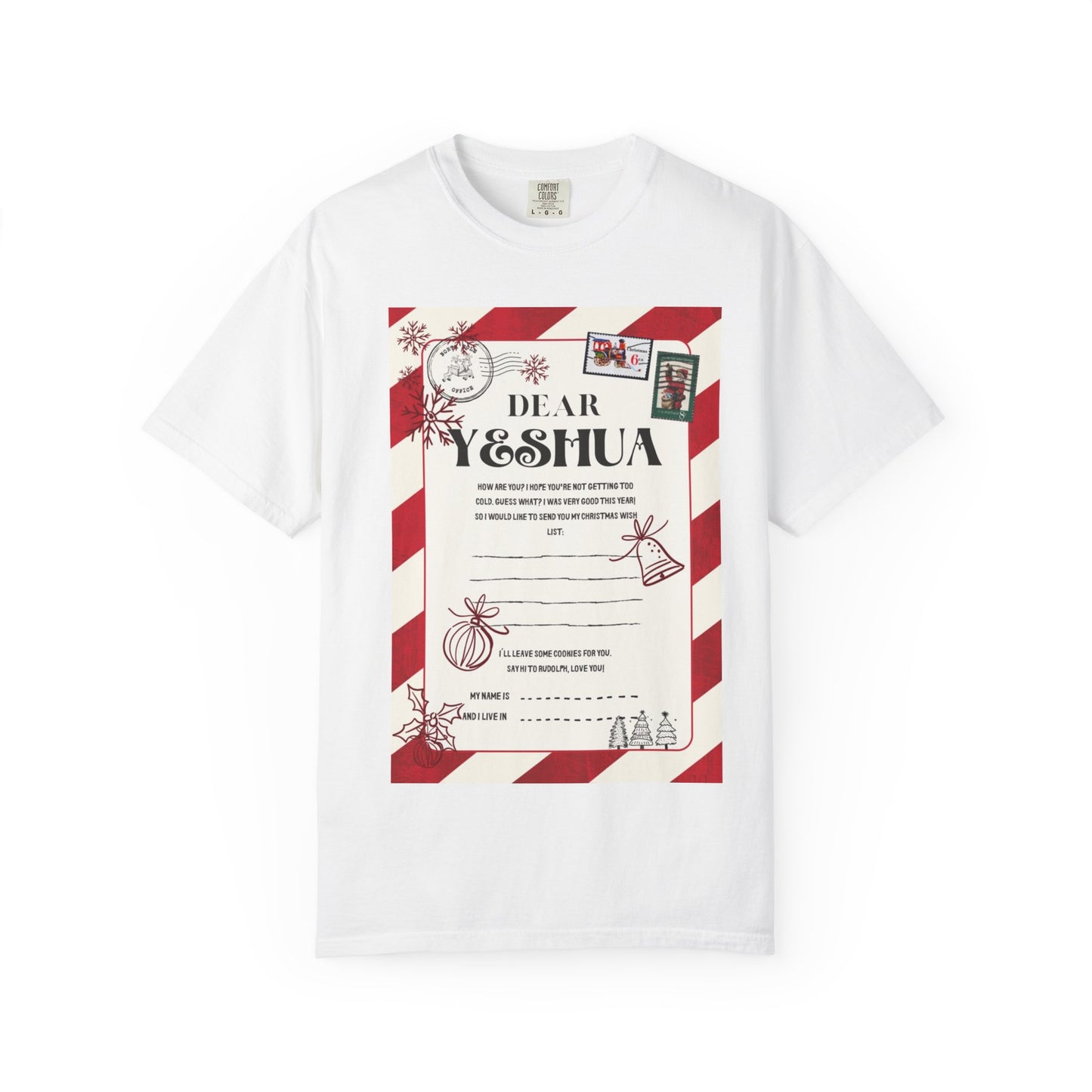 Christmas Letter T-shirt, Holiday T-shirt, Funny Gift Shirt, Unisex Graphic Tee, Yeshua Letter Design