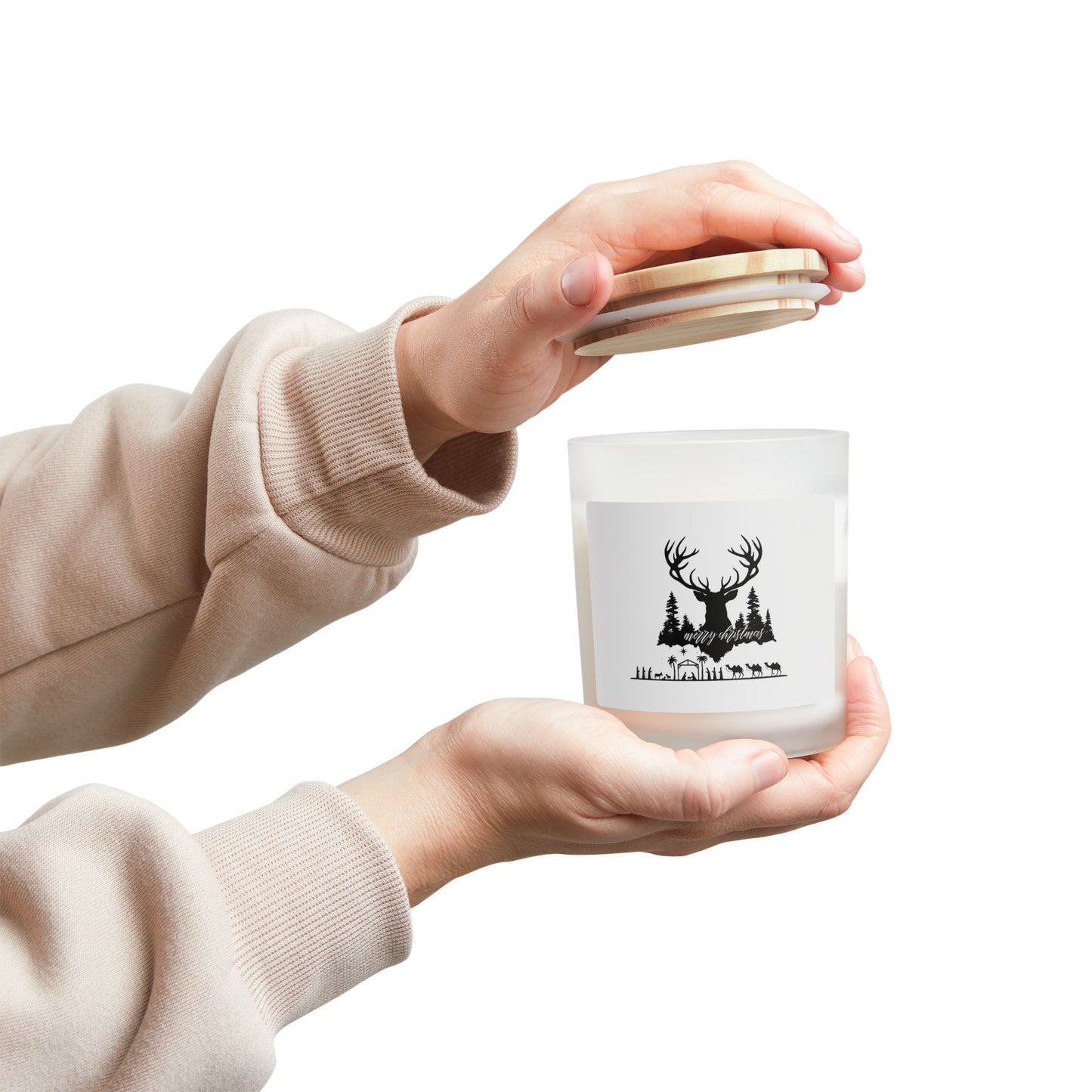 Rustic Frosted Glass Candle - Cozy Holiday Atmosphere