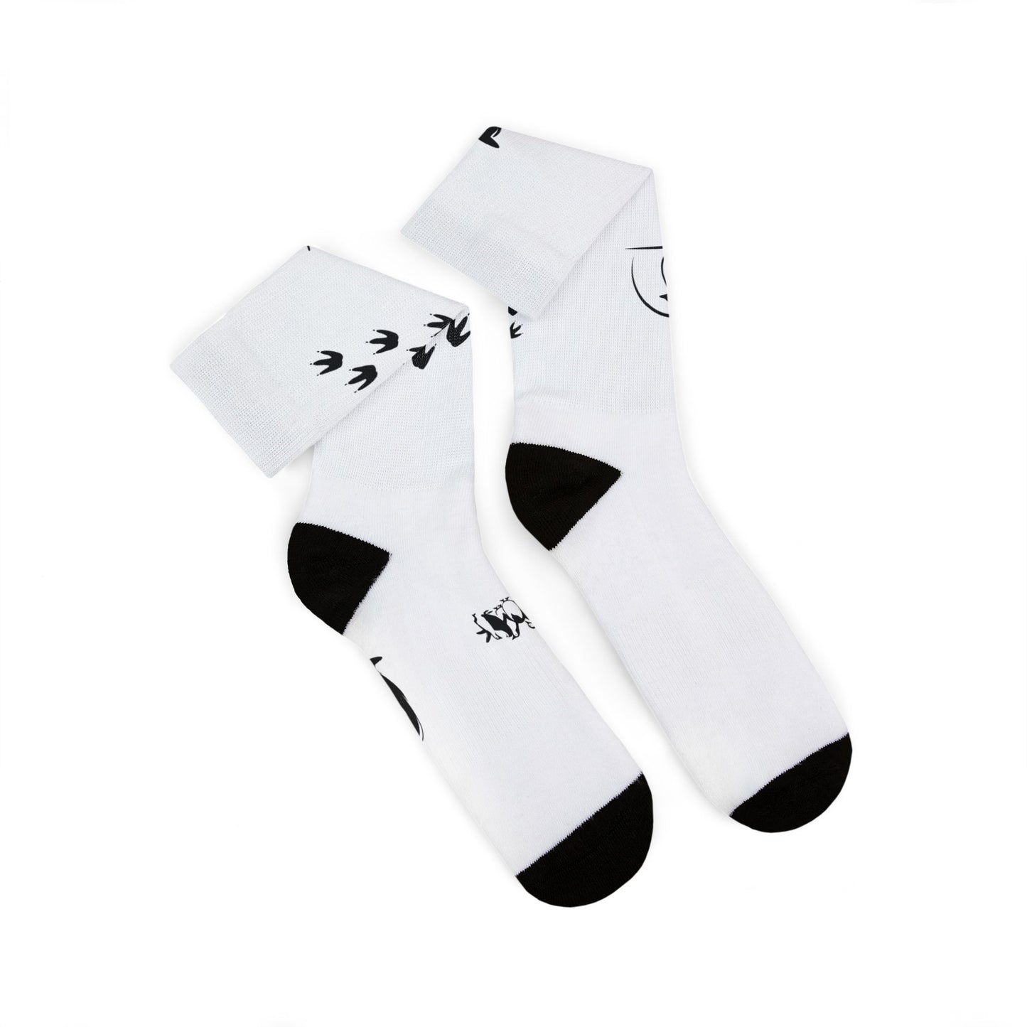 Bird Footprints Sublimation Socks — 'Penguin Love' Graphic Crew Socks