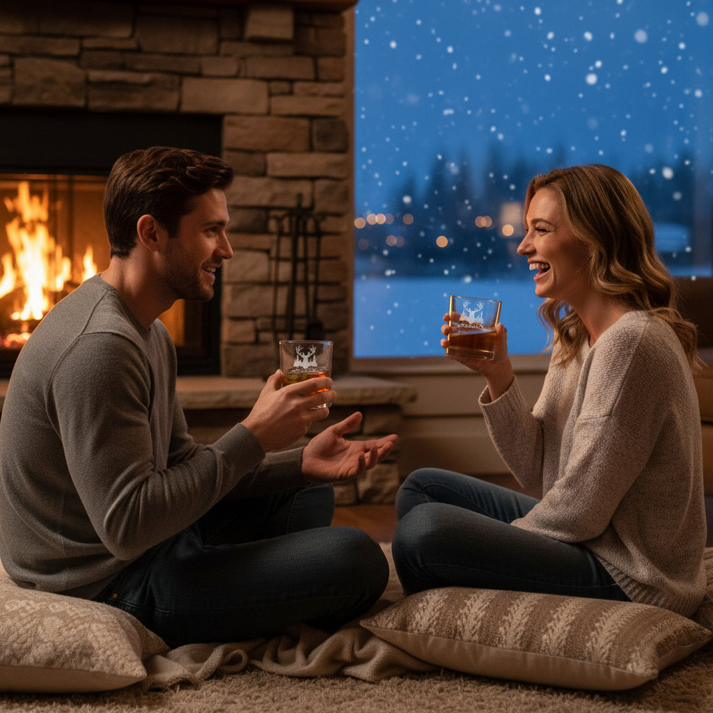 Engraved Whiskey Glass - 10.5oz Rustic Deer Design